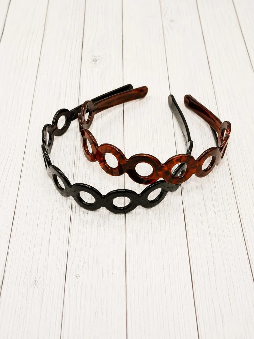 Classic Circle Detail Women's Headband - Black and Tortoiseshell Brown